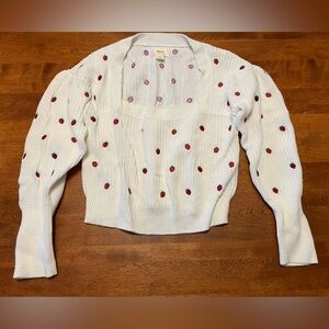 Maeve by Anthropologie White Strawberry Sweater